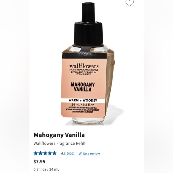 “MAHOGANY VANILLA” by BBW / WB, Three (3)-Wallflower Home Fragrance Refills, NWT - Picture 2 of 3